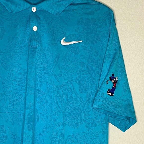 Nike Floral DriFit Polo with Disney Mickey Logo on Sleeve - Picture 2 of 2